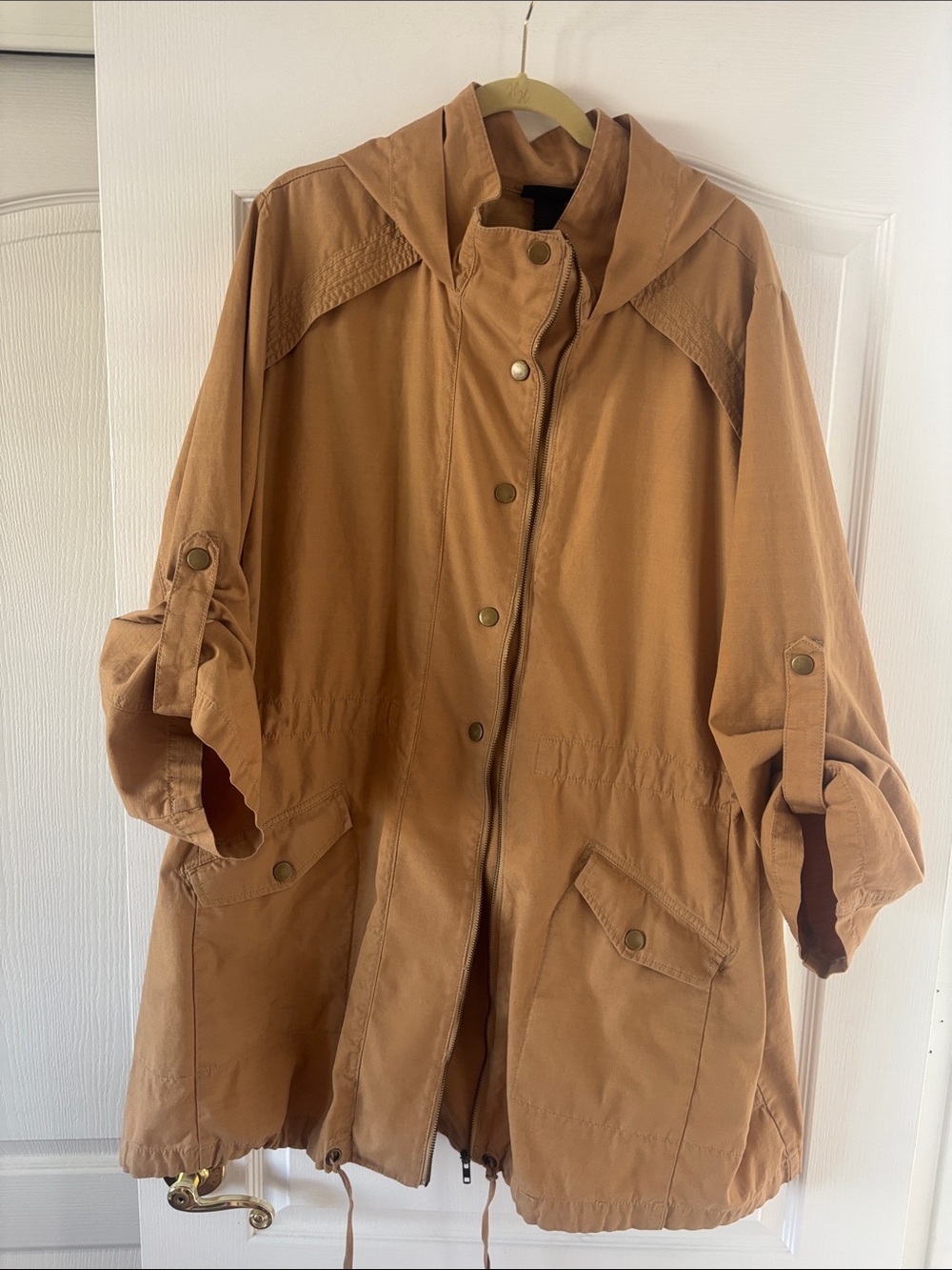 Vintage Lane Bryant Twill Funnel Neck Camel Utility Anorak Coat SZ (26-28W) - Picture 16 of 16